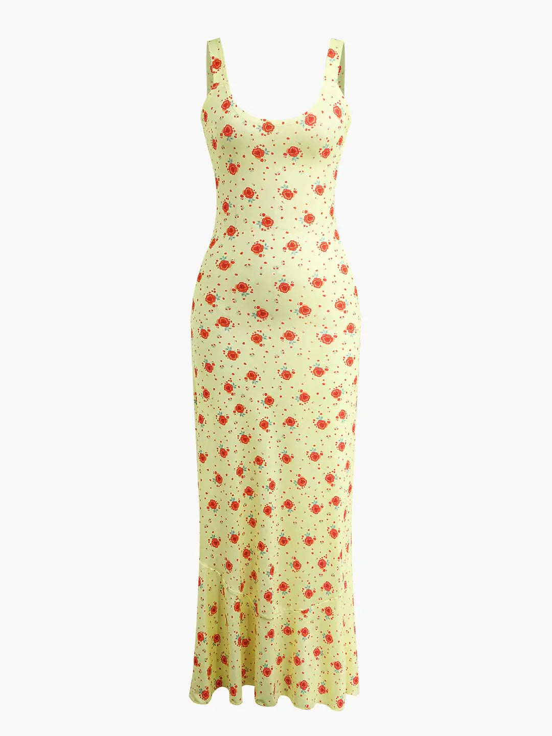 Lina – Gele Maxi Jurk Met Bloemenprint
