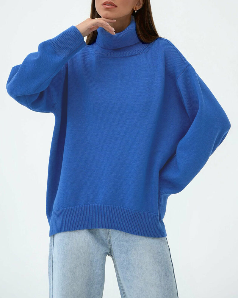 Femke – oversized cotton coltrui met lange mouwen en heuplengte