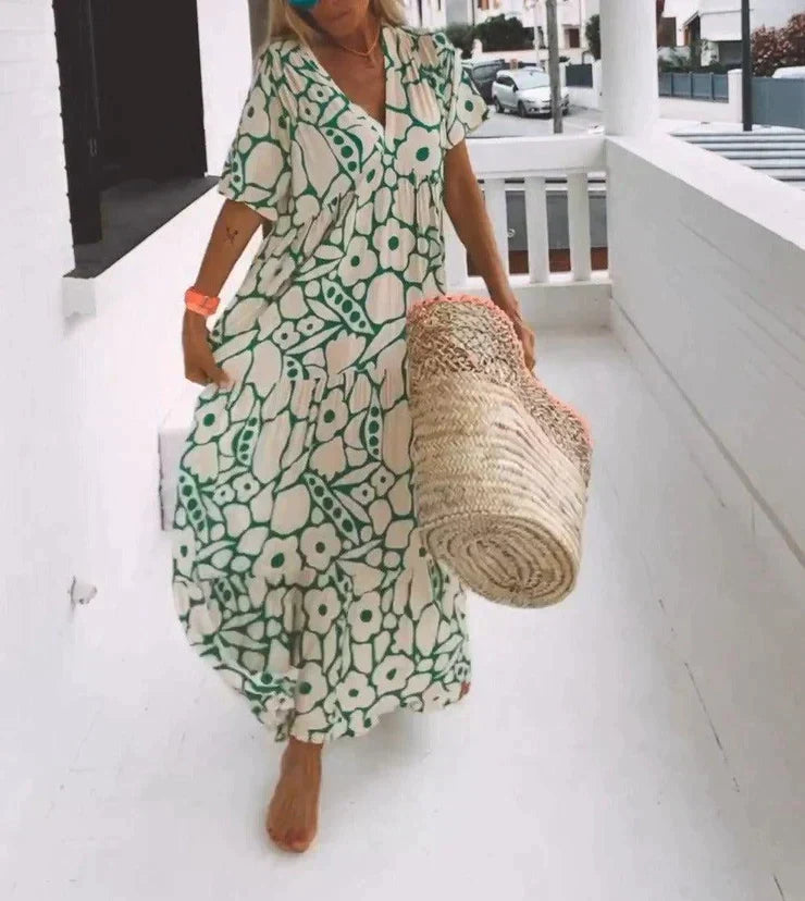 Althea – Luchtige Maxi-jurk met korte mouwen