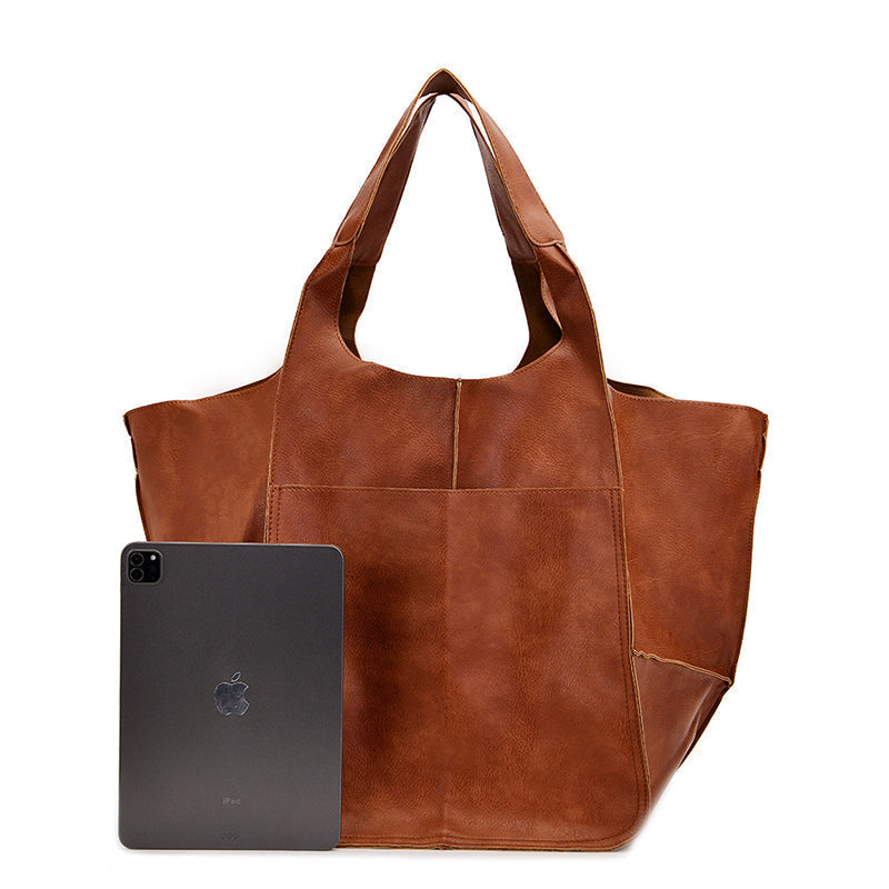 Maya – Oversized Damestas Van Leer Met Dubbele Schouderbanden