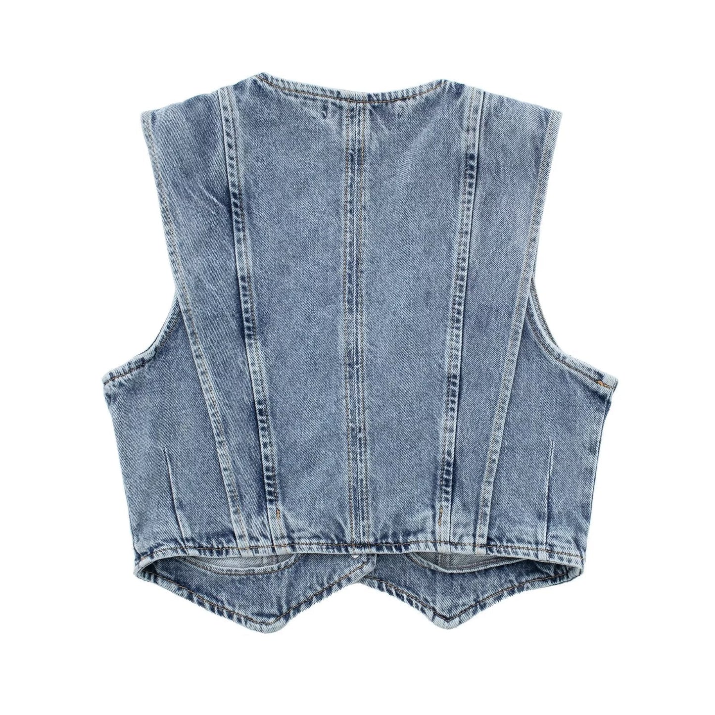 Chiara - Lichtblauw Cropped Denim vest