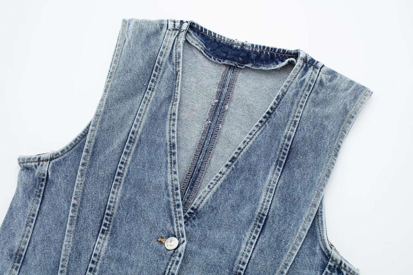 Chiara - Lichtblauw Cropped Denim vest
