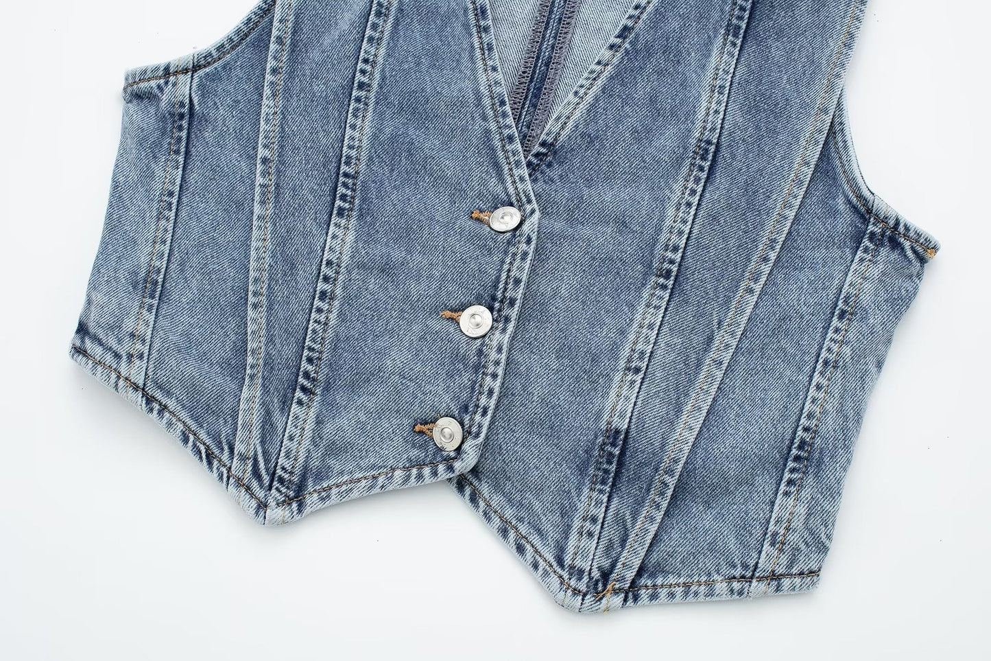 Chiara - Lichtblauw Cropped Denim vest