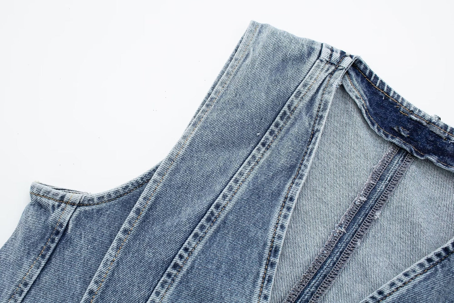 Chiara - Lichtblauw Cropped Denim vest