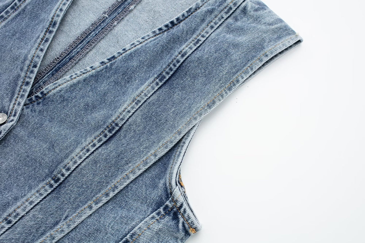 Chiara - Lichtblauw Cropped Denim vest