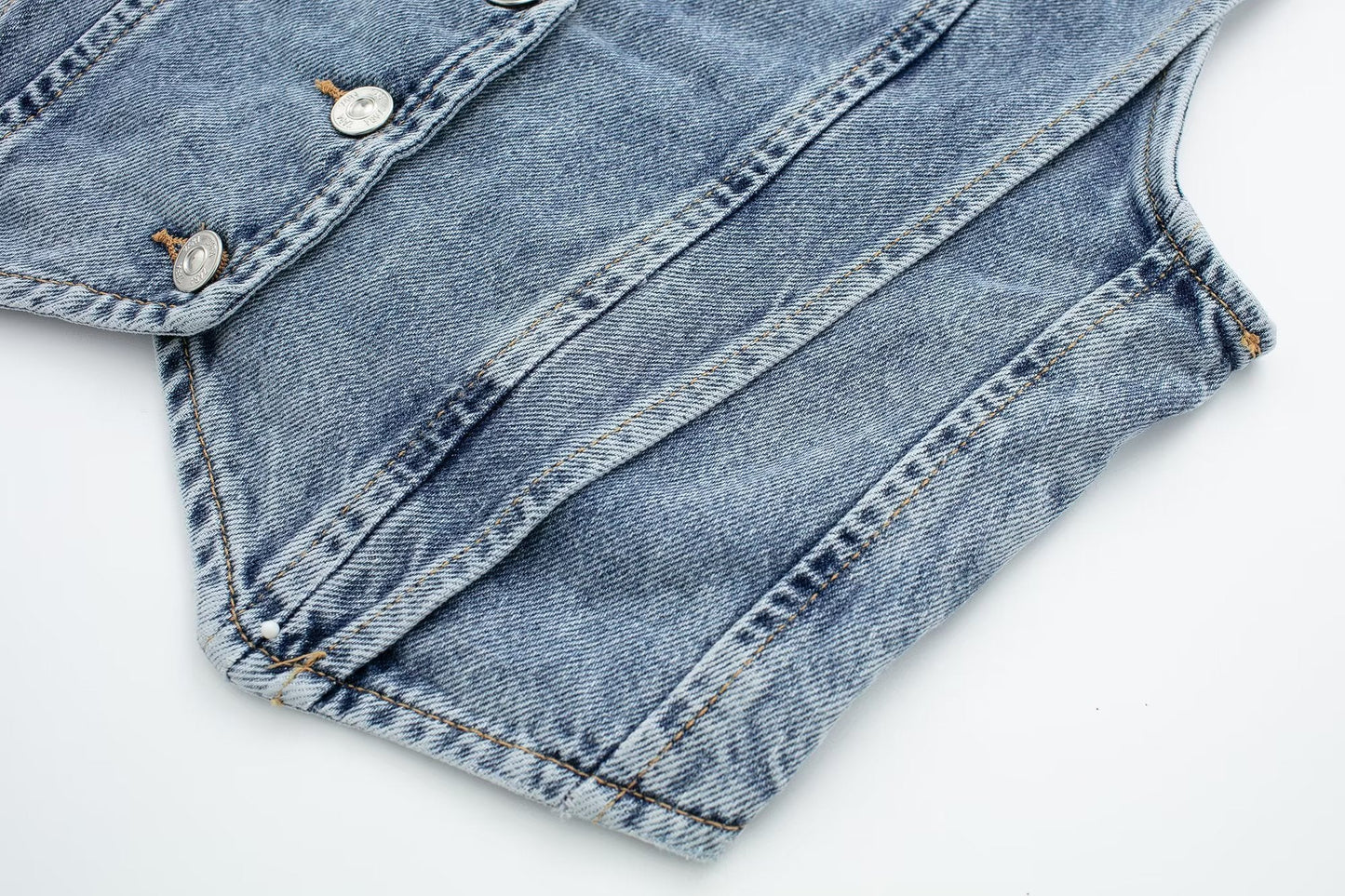 Chiara - Lichtblauw Cropped Denim vest