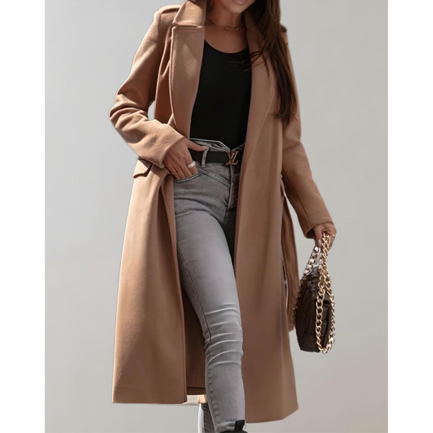 Lisa – lange trenchcoat met getailleerde snit