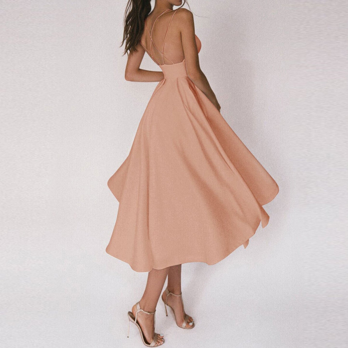 Isabelle – Lange avondjurk met glitterdetails en flowy rok