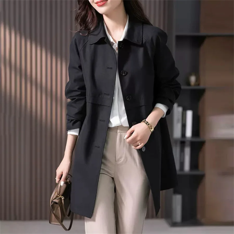 Claire – single-breasted trenchcoat in beige met getailleerde pasvorm