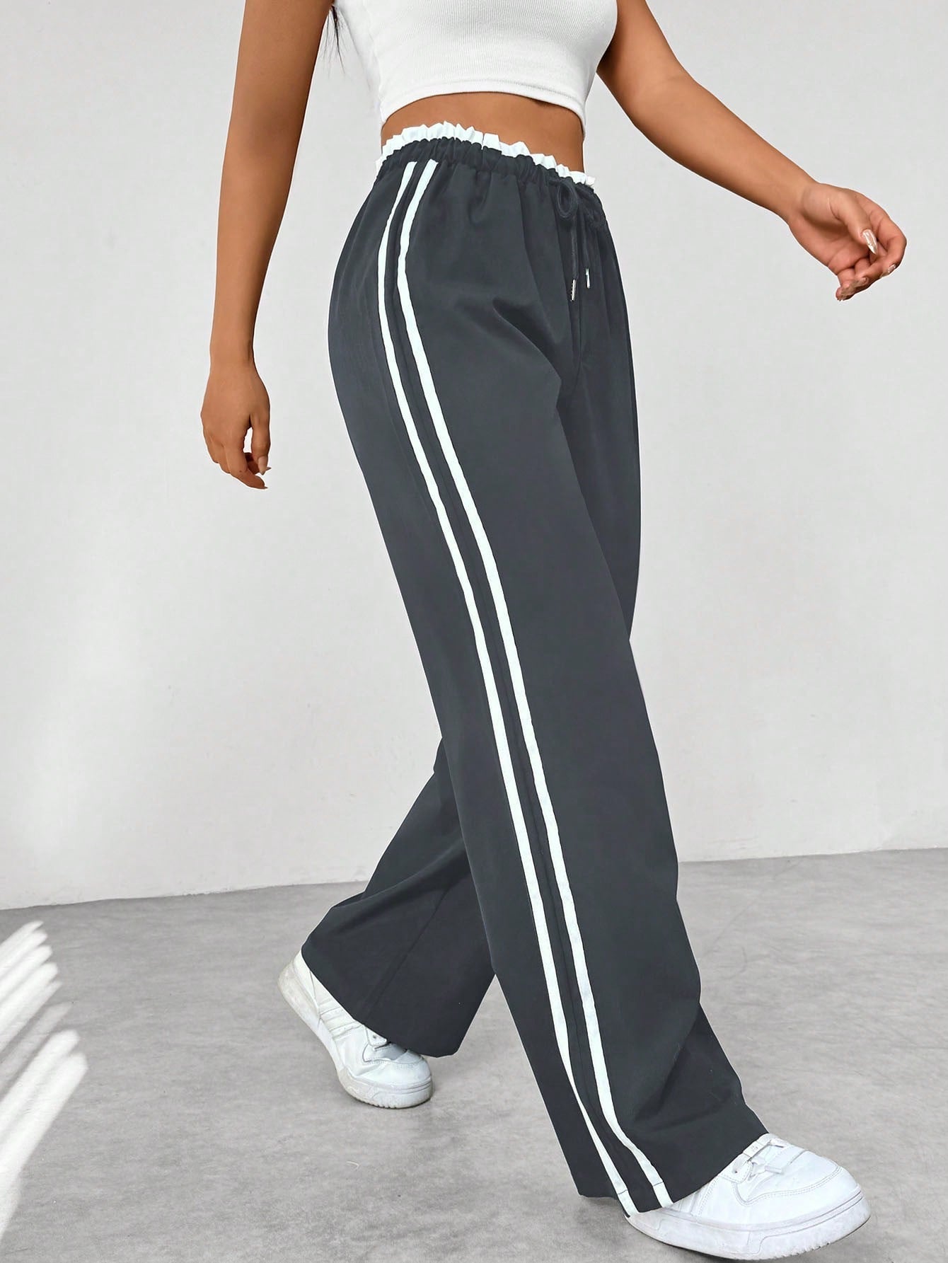 Yara - Comfortabele Wide-Leg Broek Met Dubbele Strepen
