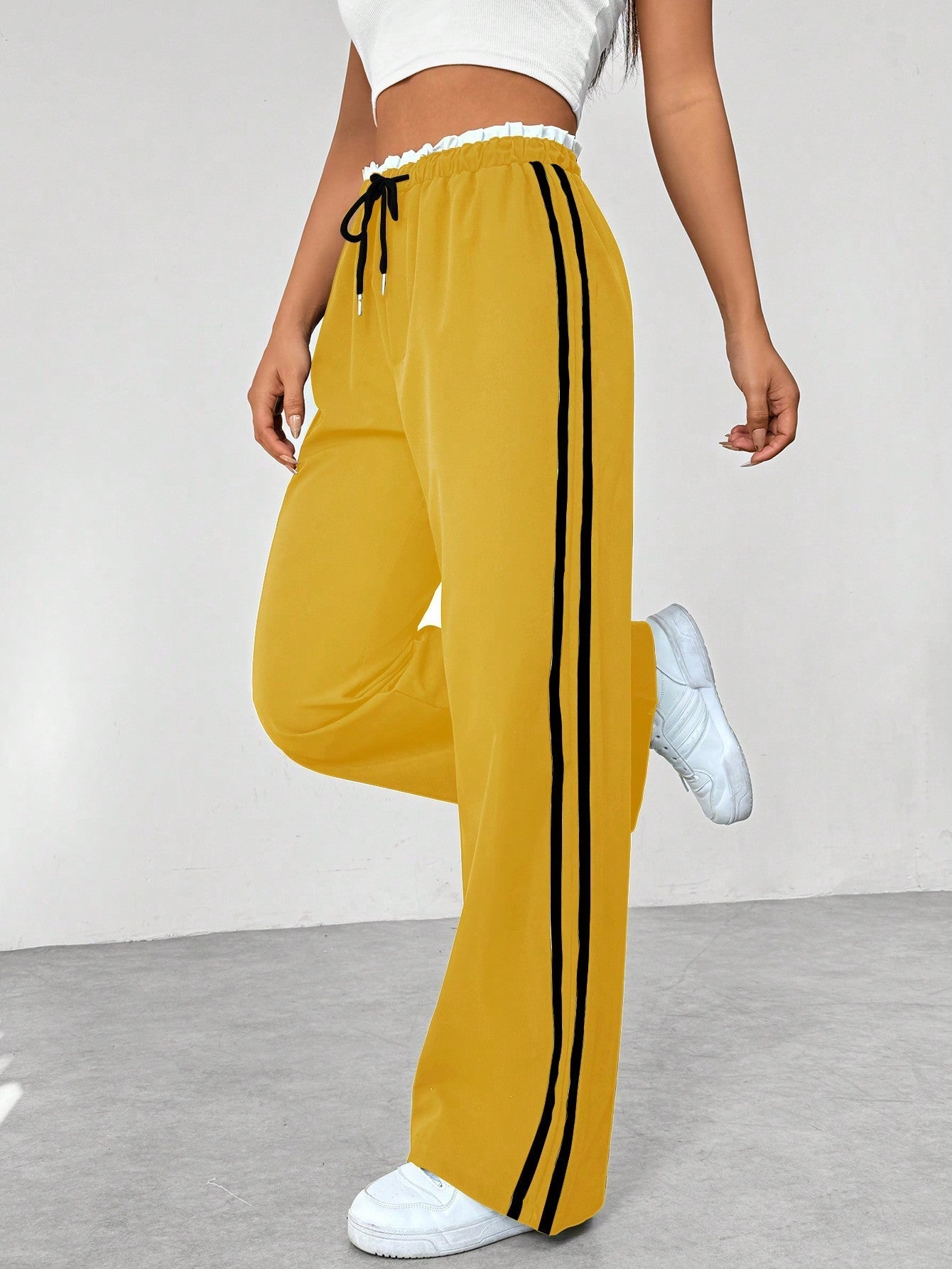 Yara - Comfortabele Wide-Leg Broek Met Dubbele Strepen