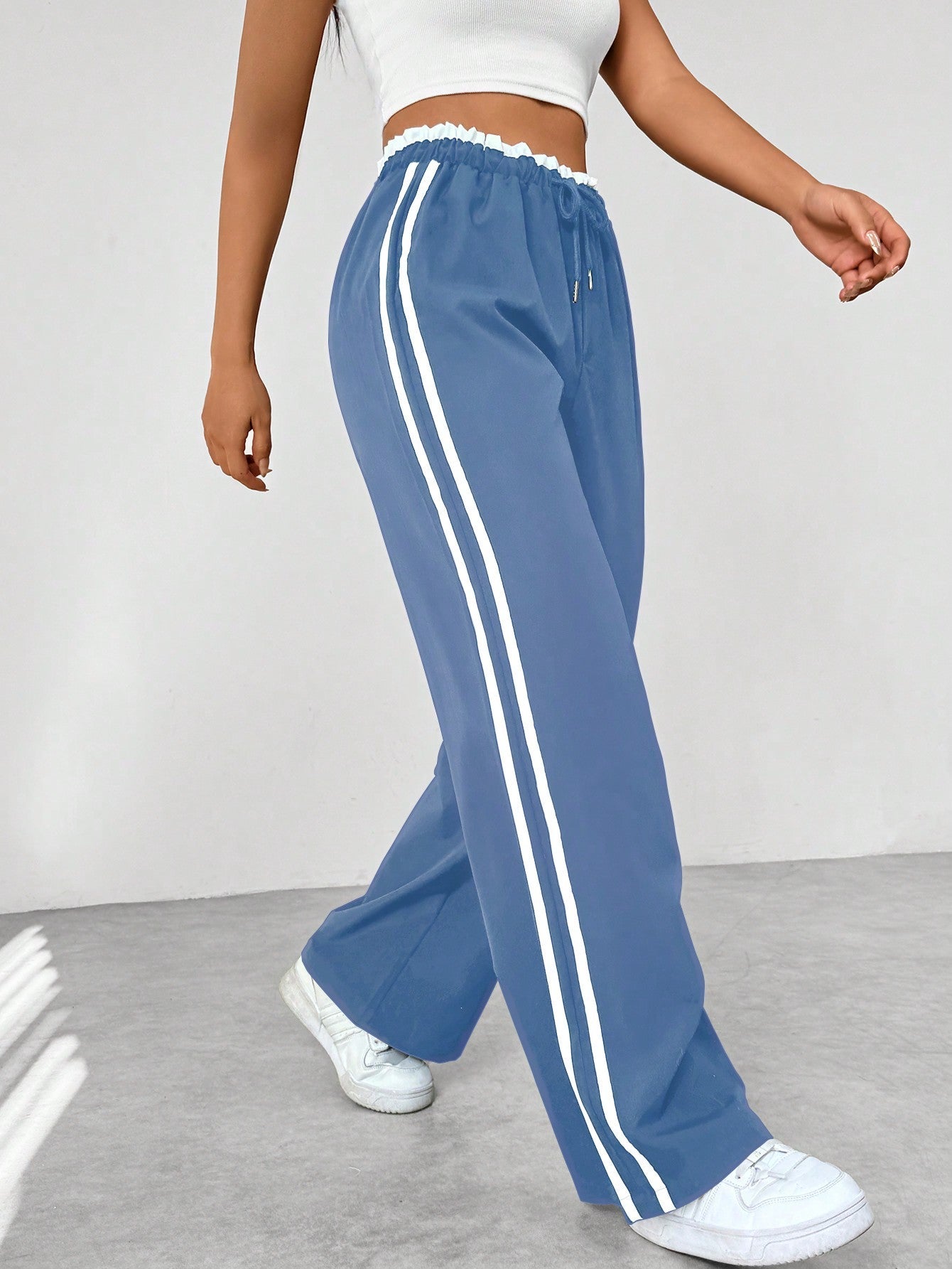 Yara - Comfortabele Wide-Leg Broek Met Dubbele Strepen