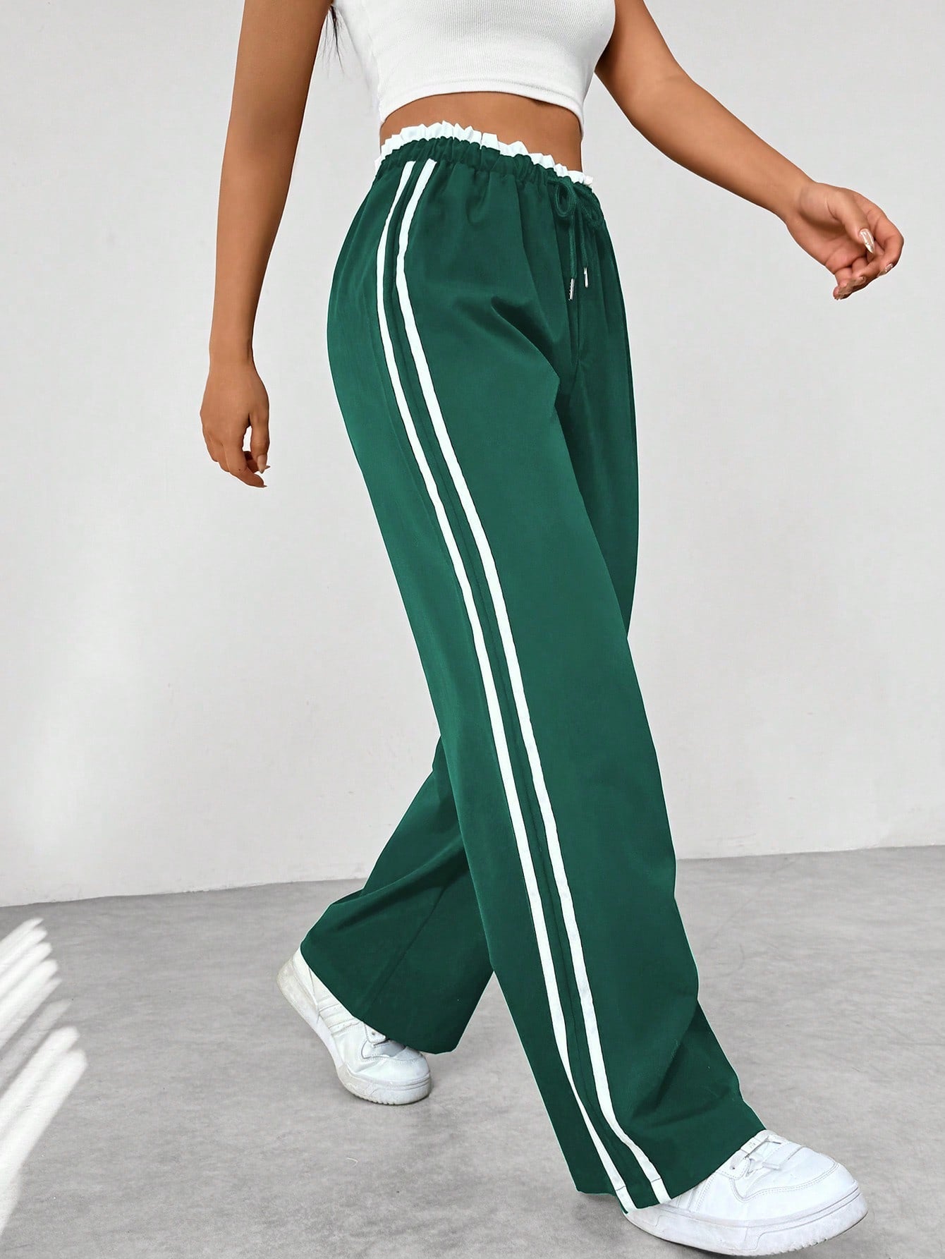 Yara - Comfortabele Wide-Leg Broek Met Dubbele Strepen