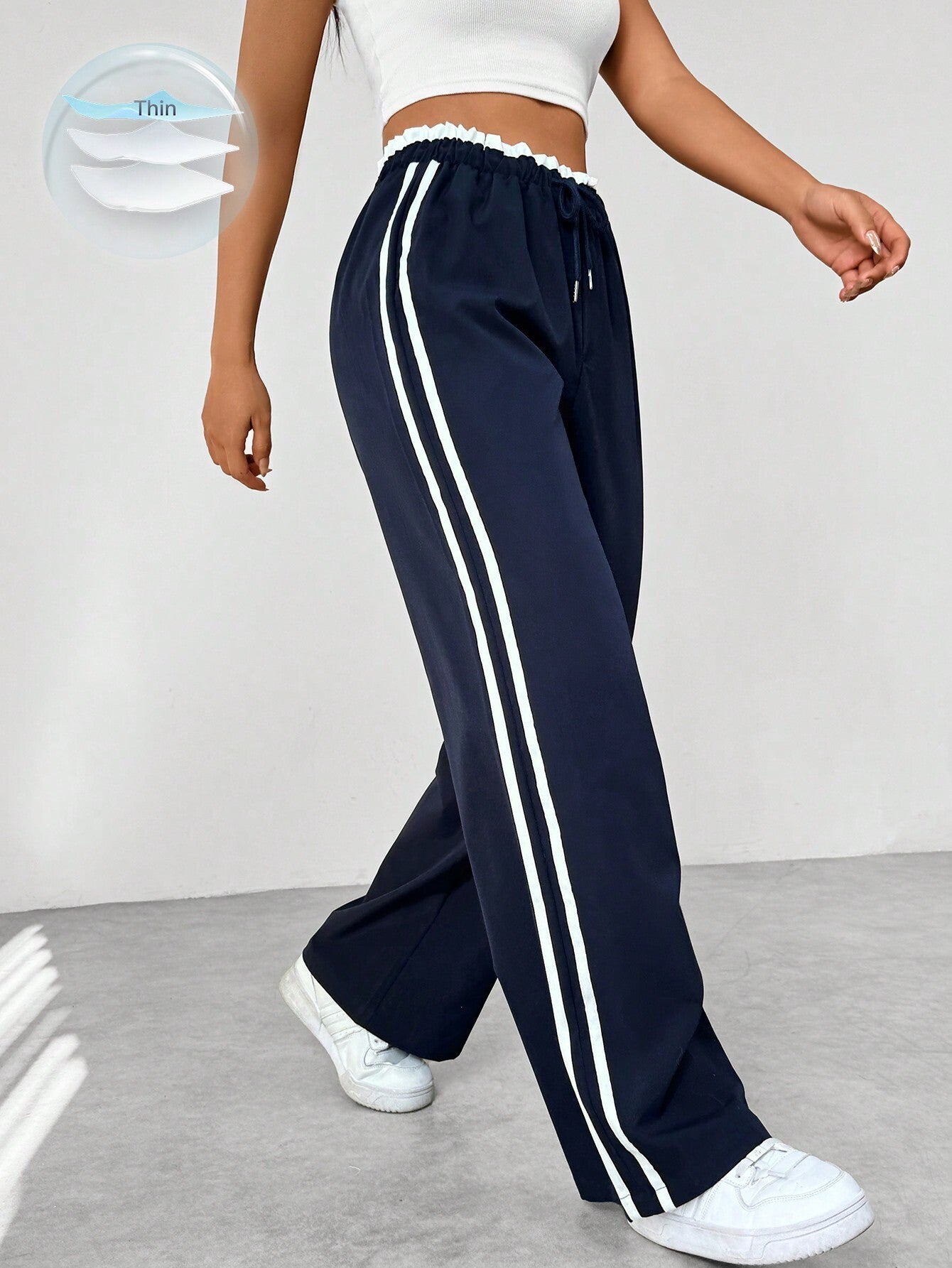 Yara - Comfortabele Wide-Leg Broek Met Dubbele Strepen