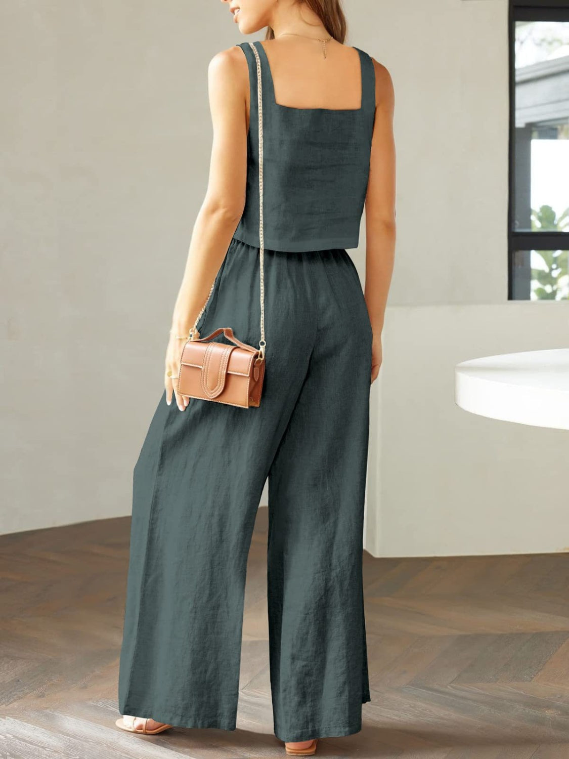 Katrien - luchtige wijde pantalon zomer set