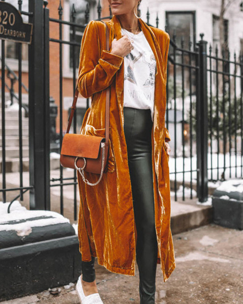 Vera – Lang Velvet Cardigan Vest Met Open Voorkant