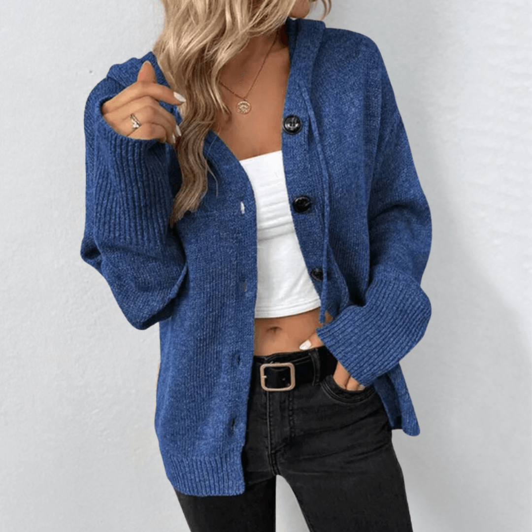 Julie – dik gebreid dames cardigan vest met knopen