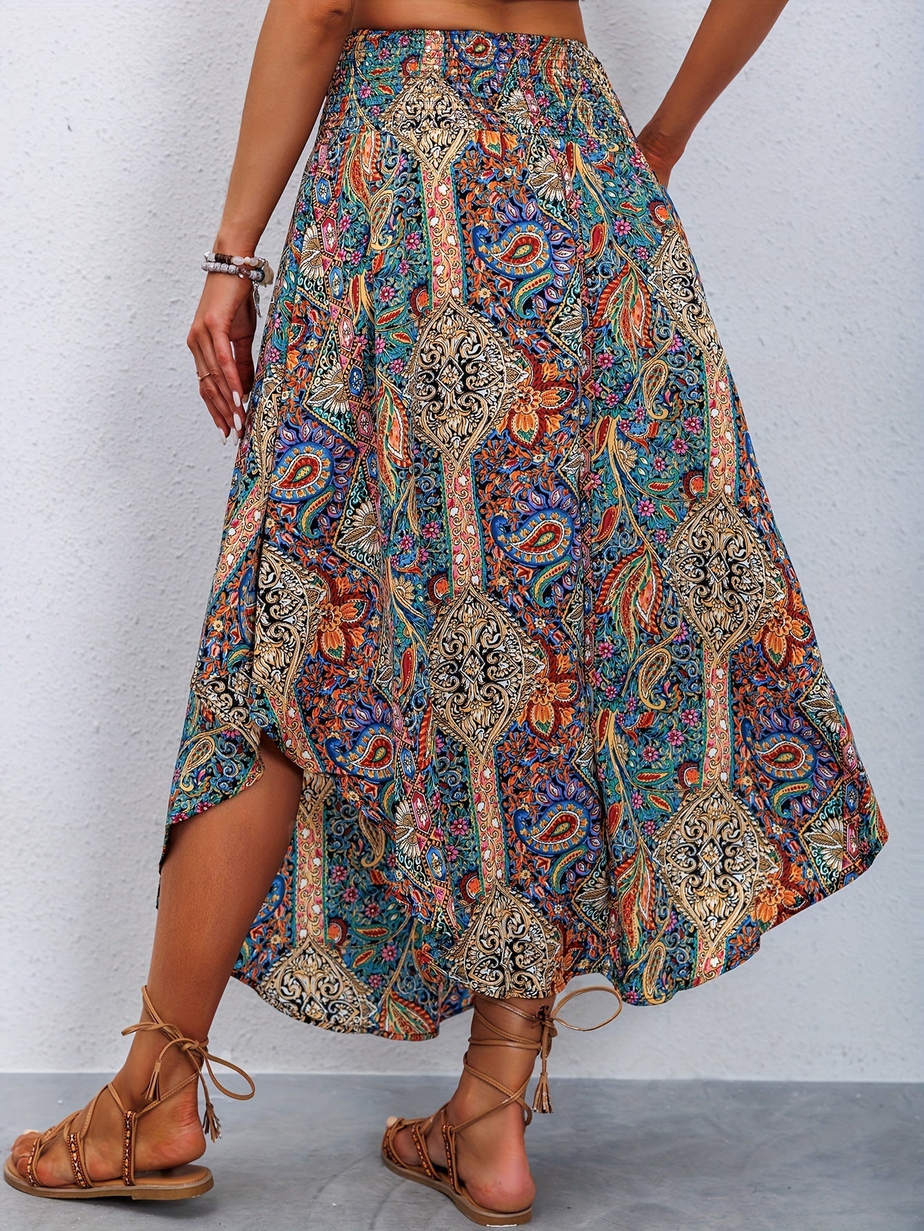 Sera – Hoge taille zomer rok met paisley print en rechte pasvorm