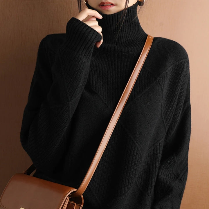 Leonie – oversized dames gebreide trui met rollkraag