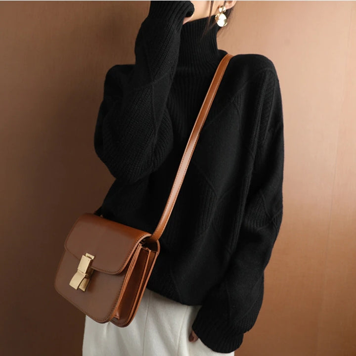 Leonie – oversized dames gebreide trui met rollkraag
