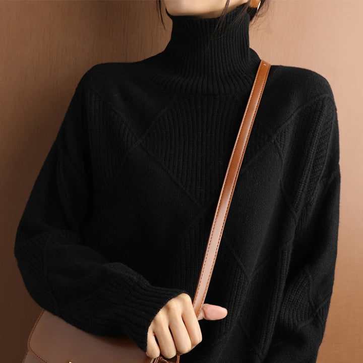 Leonie – oversized dames gebreide trui met rollkraag