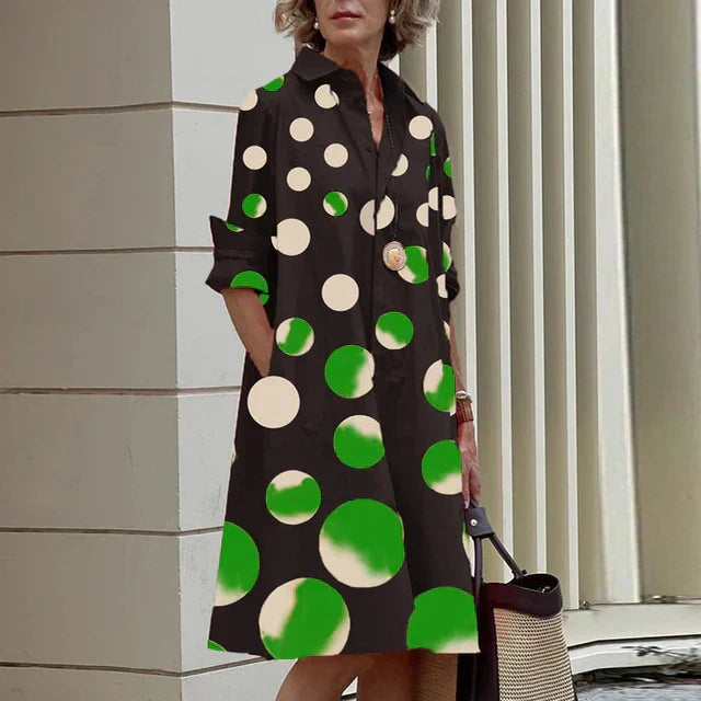 Lina – Blouse midi-jurk met knoopsluiting en half lange mouwen