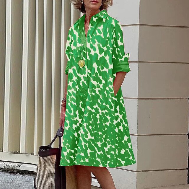 Lina – Blouse midi-jurk met knoopsluiting en half lange mouwen