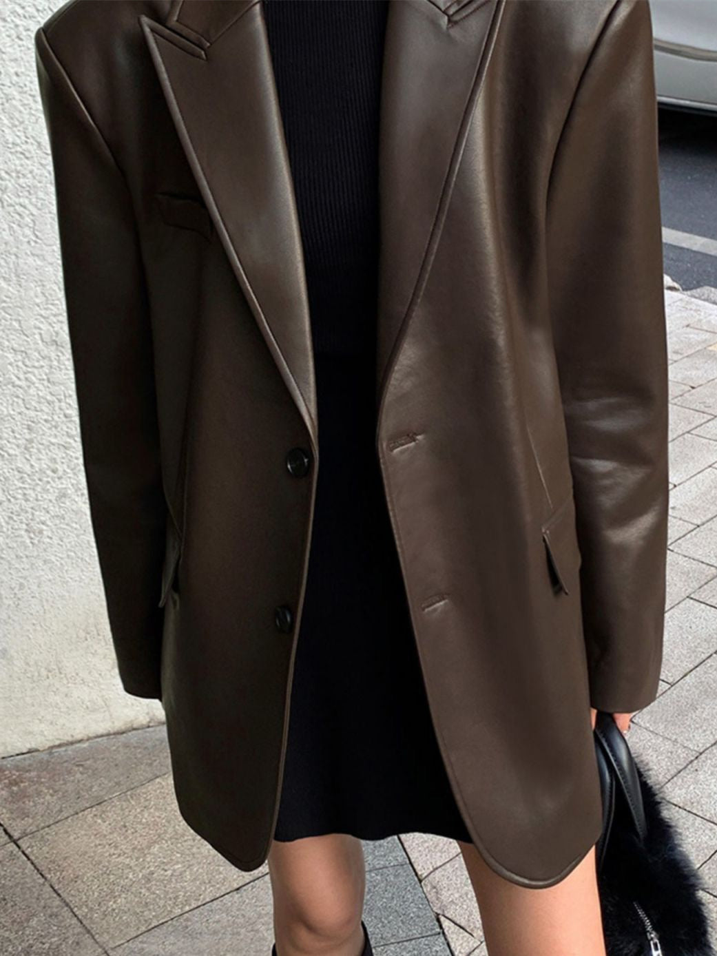 Lydia - Oversized Faux leren Blazer