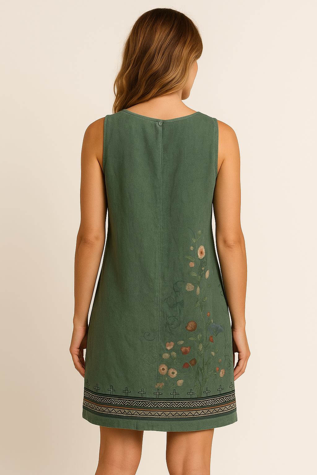 Ivy – Groene Mini Mouwloze Zomerjurk Met Diepe V-hals Bloemenprint