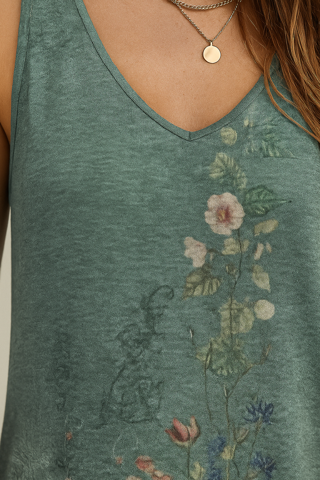 Ivy – Groene Mini Mouwloze Zomerjurk Met Diepe V-hals Bloemenprint