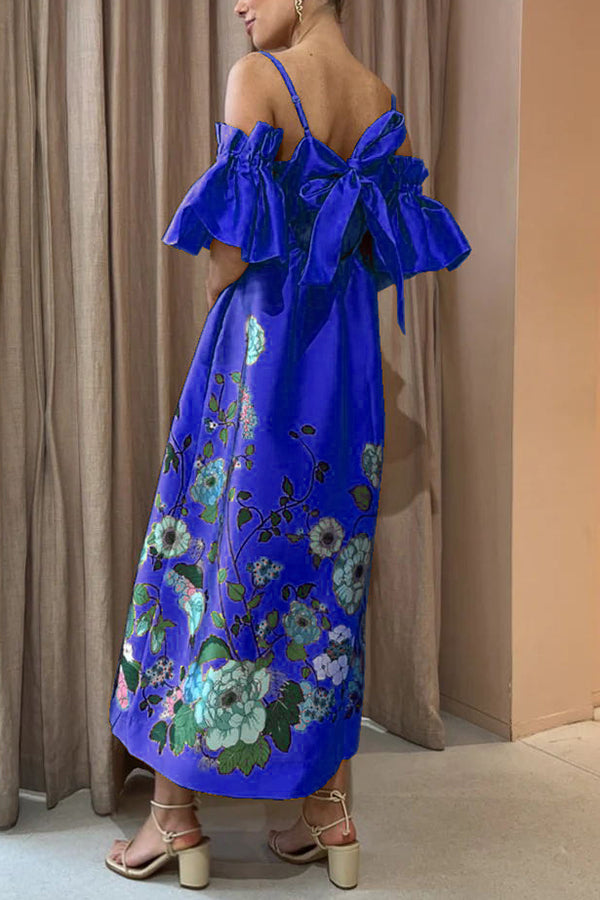 Aurora – midi-jurk met bloemenprint en pofmouw