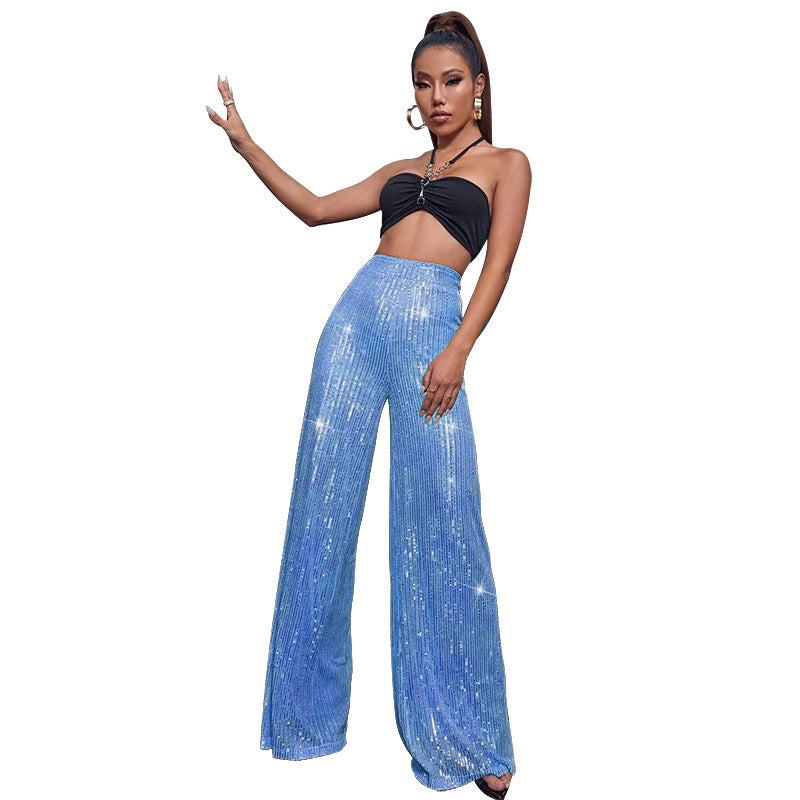 Luna – pailletten flare broek met een subtiele glans