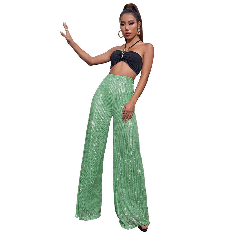 Luna – pailletten flare broek met een subtiele glans