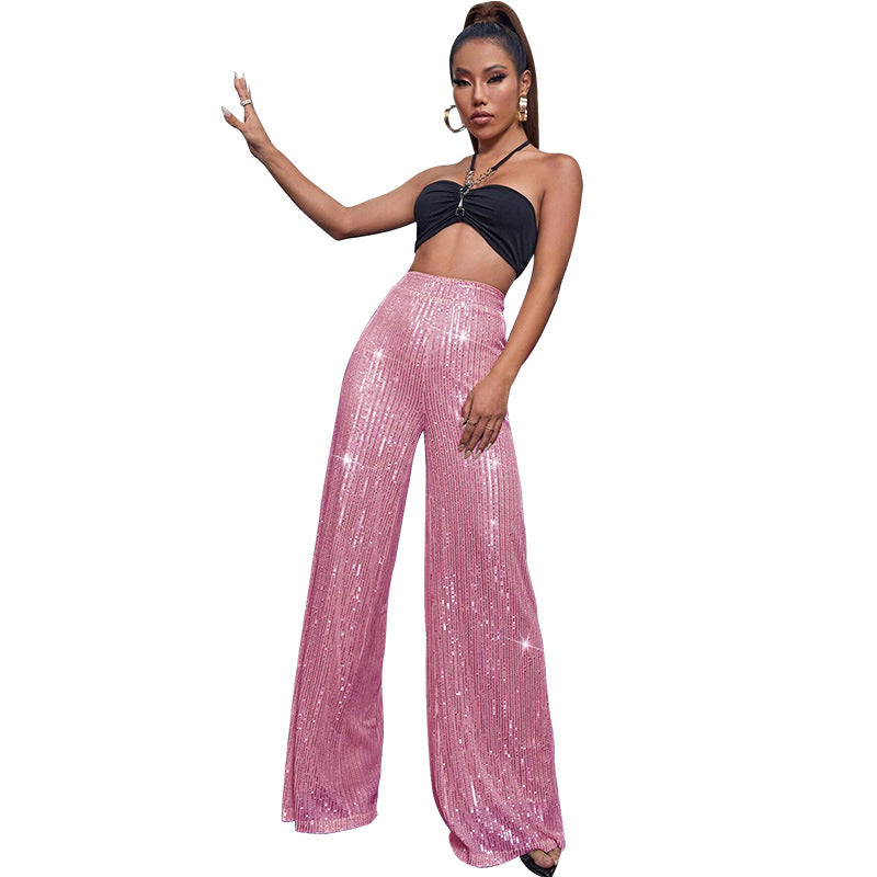 Luna – pailletten flare broek met een subtiele glans