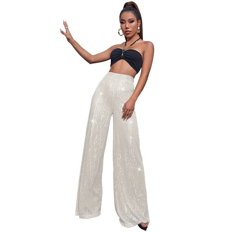 Luna – pailletten flare broek met een subtiele glans