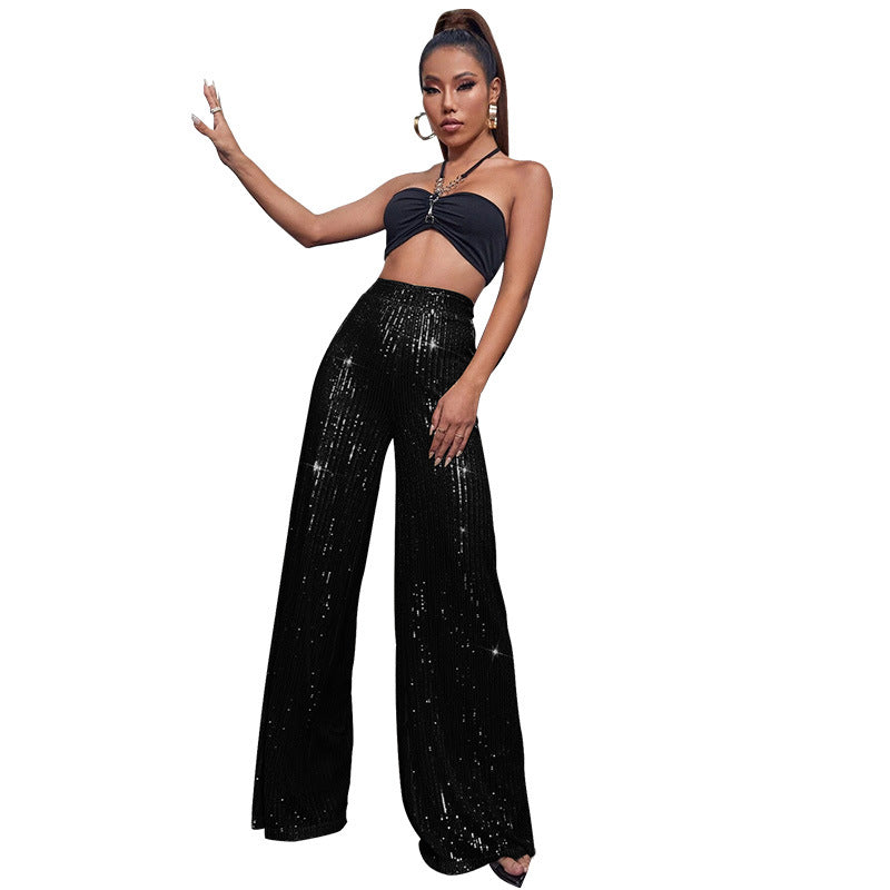 Luna – pailletten flare broek met een subtiele glans