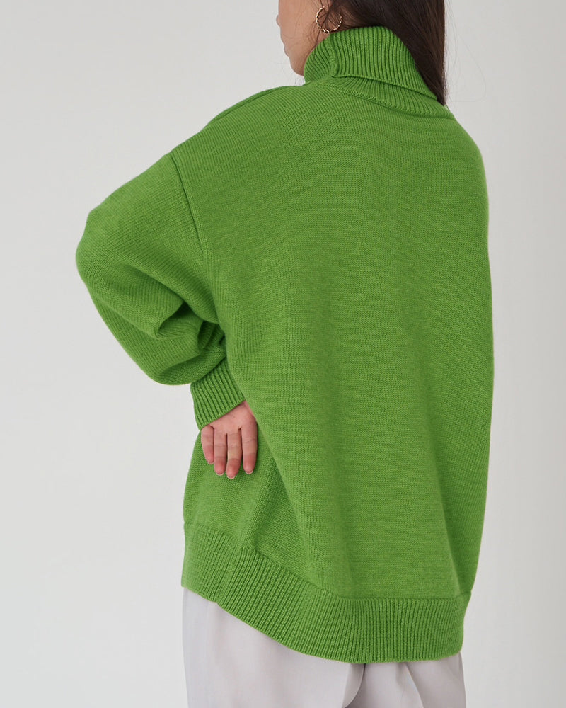 Femke – oversized cotton coltrui met lange mouwen en heuplengte
