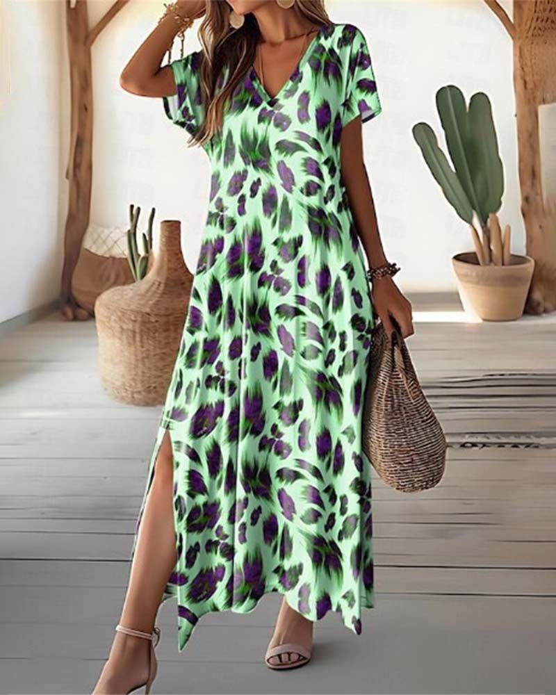 Sophie – Elegante maxi jurk met split en V-hals
