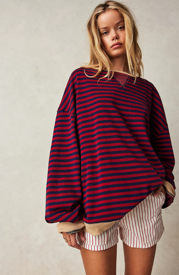Anouk – gestreepte oversized trui met ronde hal