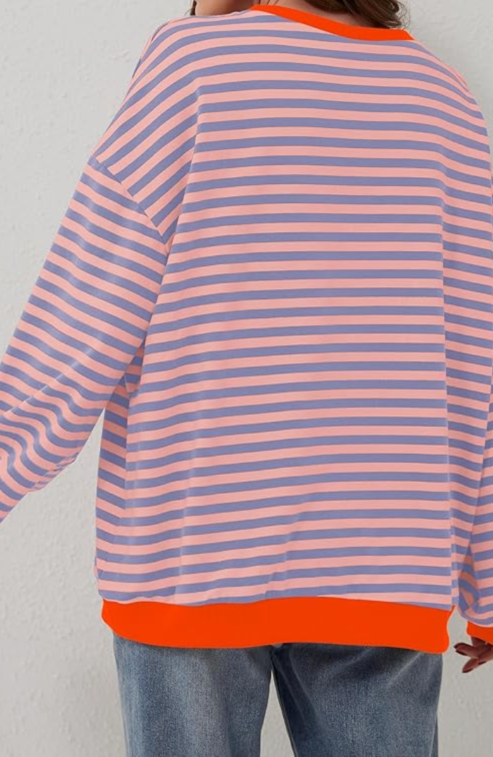 Anouk – gestreepte oversized trui met ronde hal