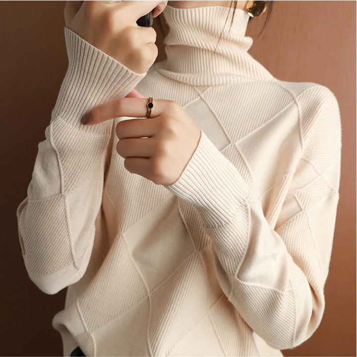 Leonie – oversized dames gebreide trui met rollkraag