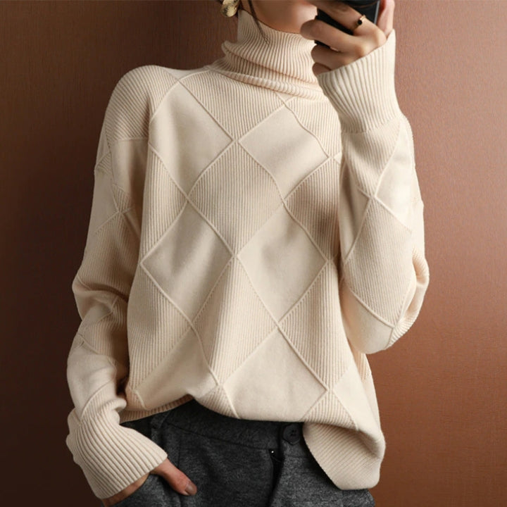 Leonie – oversized dames gebreide trui met rollkraag