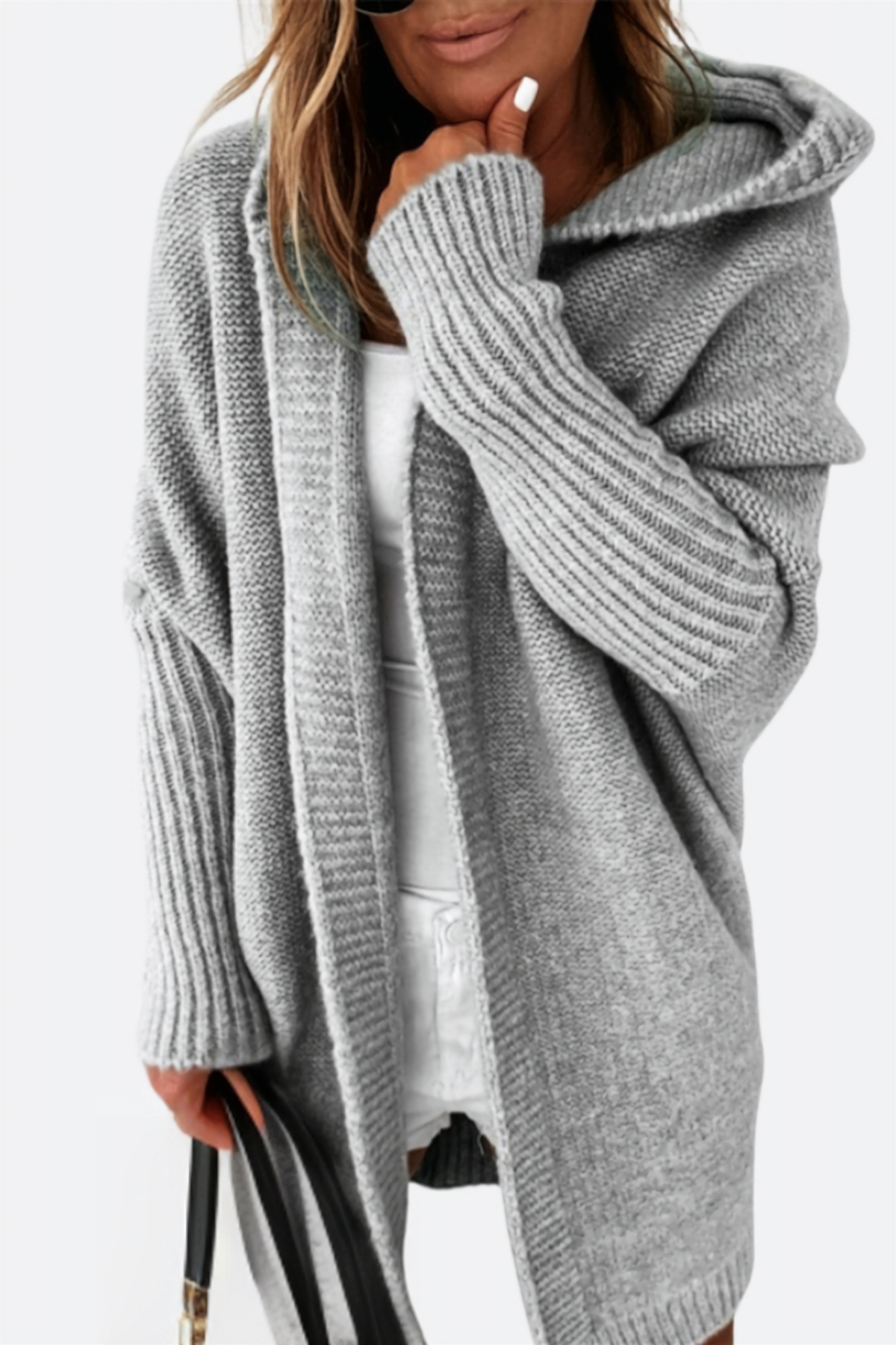Lieke – gebreide cardigan met capuchon en losse pasvorm