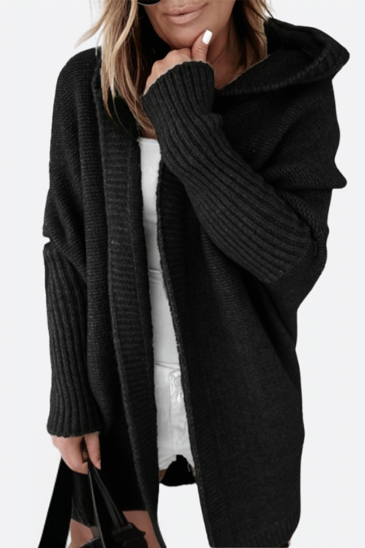Lieke – gebreide cardigan met capuchon en losse pasvorm