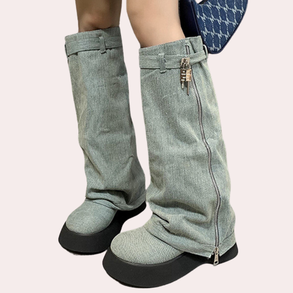 Dulce – denim winterlaarzen met gripzool en warme voering