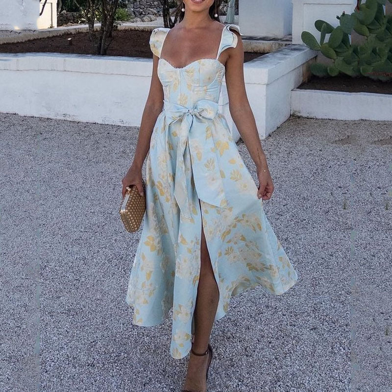 Christina – midi-jurk met hartvormige halslijn en pastel bloemenprint