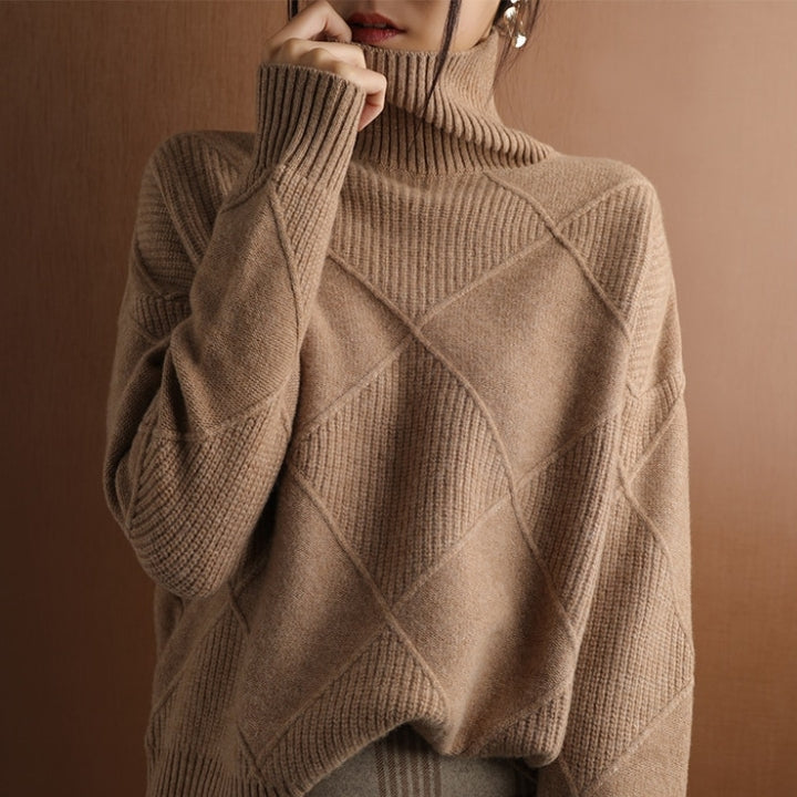Leonie – oversized dames gebreide trui met rollkraag
