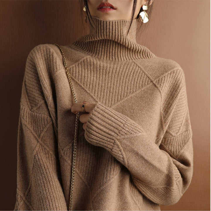 Leonie – oversized dames gebreide trui met rollkraag