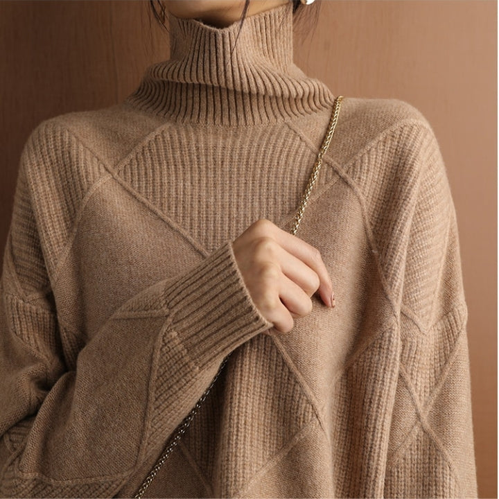 Leonie – oversized dames gebreide trui met rollkraag