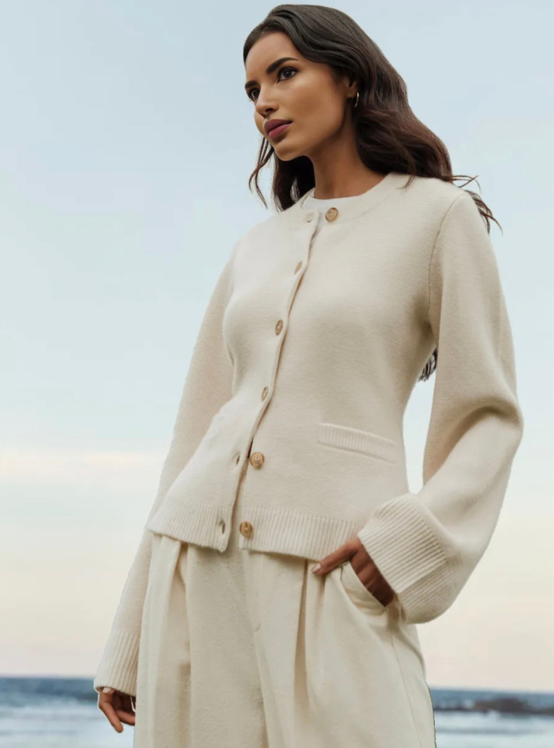 Fenna – gebreide cardigan trui met flare mouwen